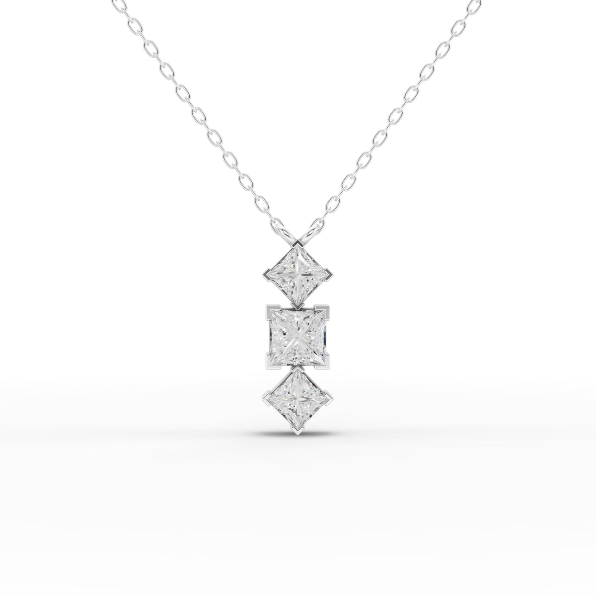 1.98 Ct Princess-Cut Geometric Drop Lab Diamond Necklace