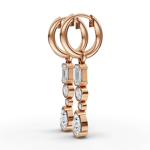 Lab-Grown Diamond Mixed-Shape Jewelry Set with Emerald-Cut Ring, Drop Necklace & Earrings