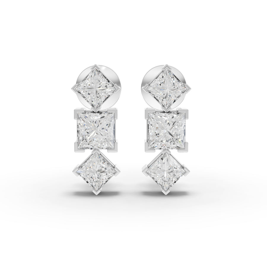 7.93 Ct Princess Three Stone Diamond Set