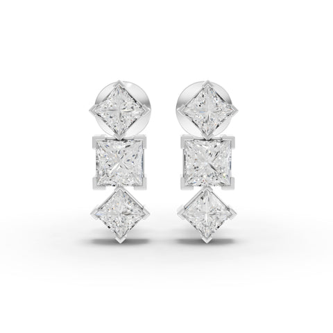 Princess-Cut Lab-Grown Diamond Geometric Drop Earrings