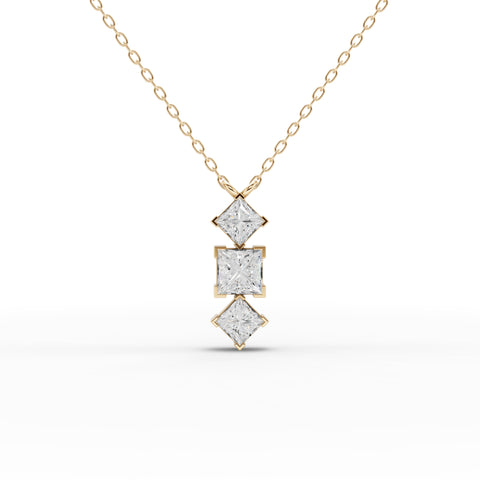 Princess-Cut Lab-Grown Diamond Geometric Drop Pendant Necklace