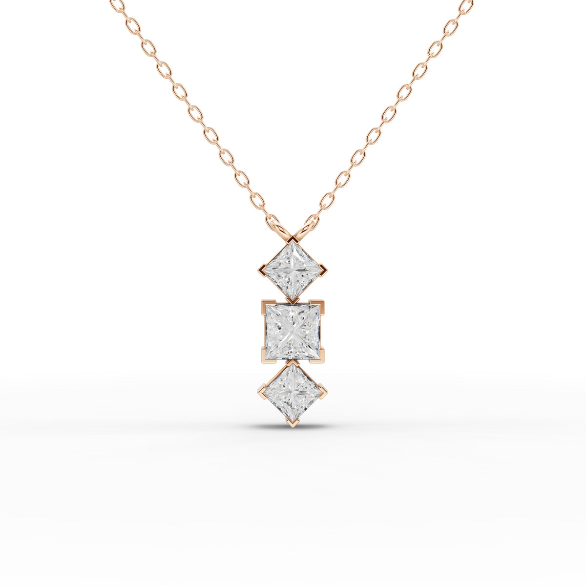 Princess-Cut Lab-Grown Diamond Geometric Drop Pendant Necklace