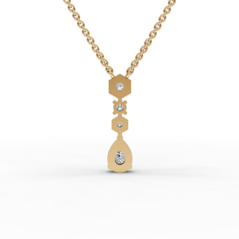 0.54 Ct Lab-Grown Pear Diamond Drop Necklace with Hexagon & Round Geometric Stations