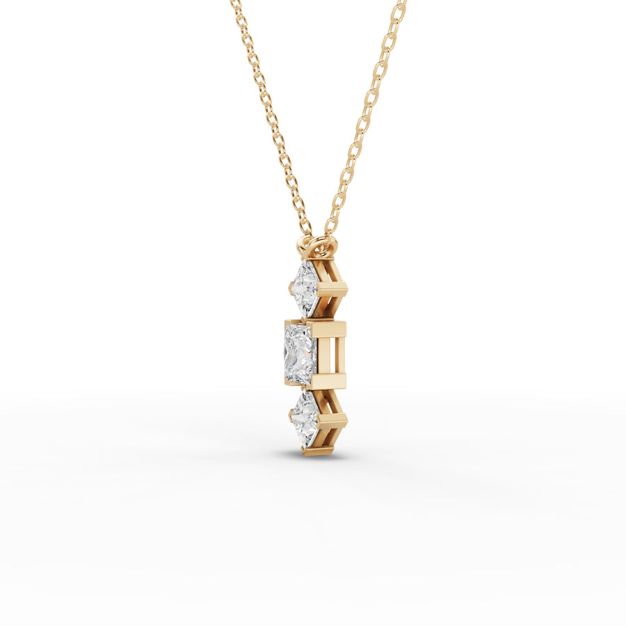 1.98 Ct Princess Three Stone Drop Pendant