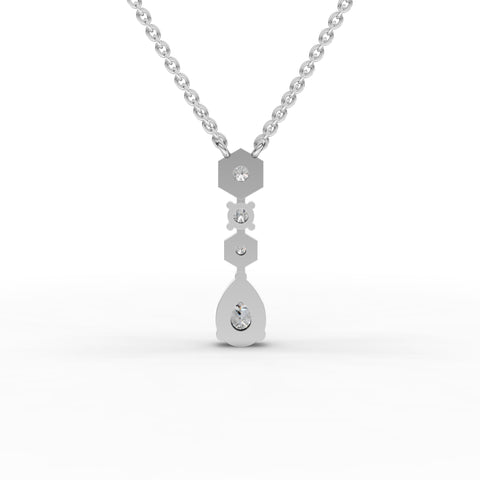 0.54 Ct Lab-Grown Pear Diamond Drop Necklace with Hexagon & Round Geometric Stations