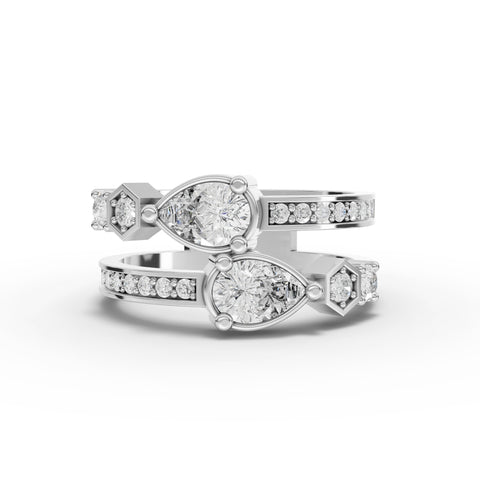 Lab-Grown Pear Diamond Hexagon Geometric Jewelry Set