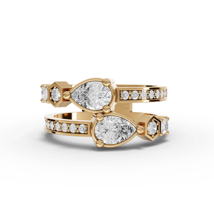 1.02 Ct Pear Open Wrap Statement Ring