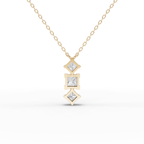 Princess-Cut Lab-Grown Diamond Geometric Drop Pendant Necklace