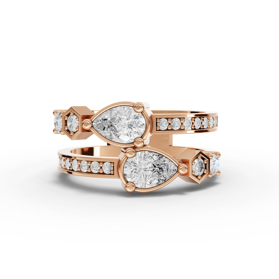1.02 Ct Pear Open Wrap Statement Ring