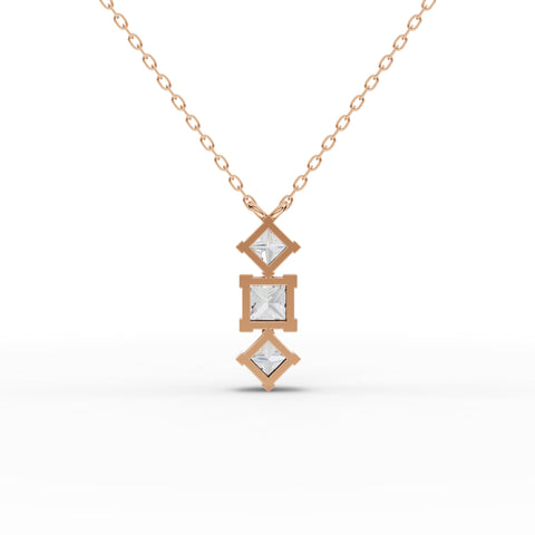 Princess-Cut Lab-Grown Diamond Geometric Drop Pendant Necklace