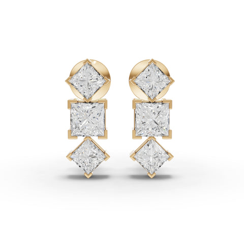Princess-Cut Lab-Grown Diamond Geometric Drop Earrings