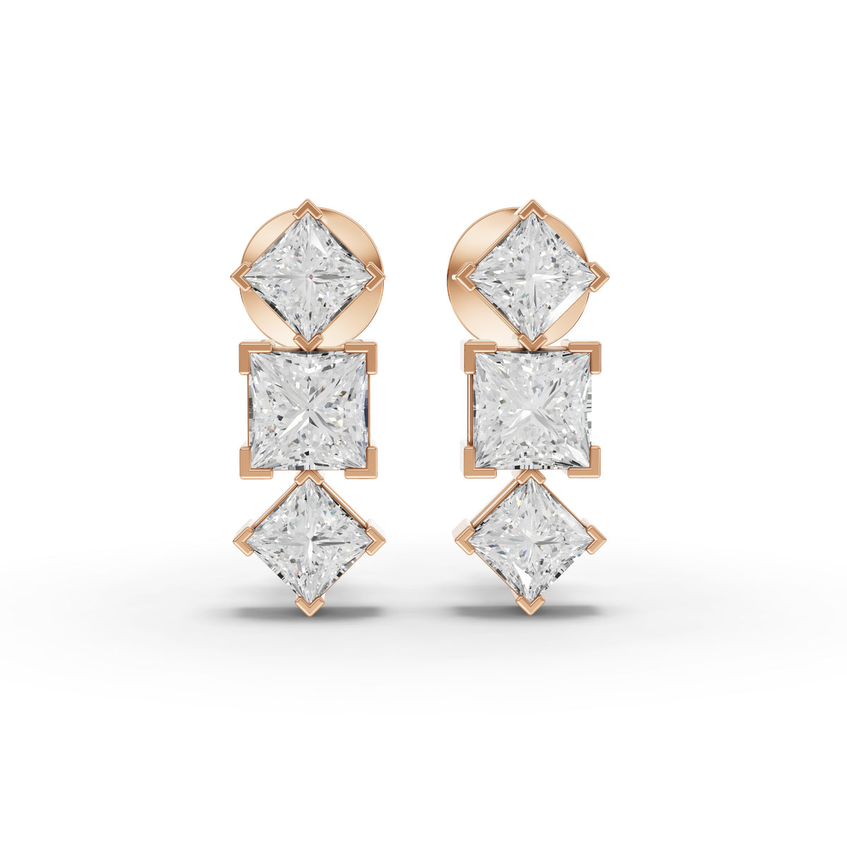 Princess-Cut Lab-Grown Diamond Geometric Drop Earrings