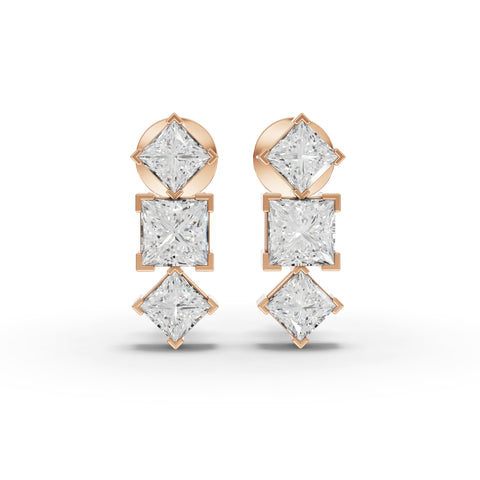7.93 Ct Princess-Cut Geometric Lab Diamond Jewelry Set
