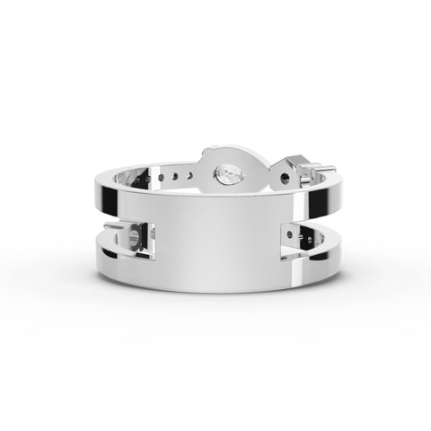 1.02 Ct Lab-Grown Pear Diamond Open Wrap Ring with Hexagon Accents & Pavé Band