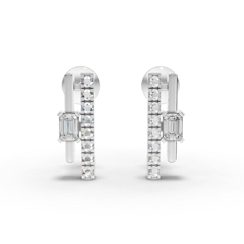0.29 Ct Emerald-Cut Vertical Bar Lab Diamond Earrings
