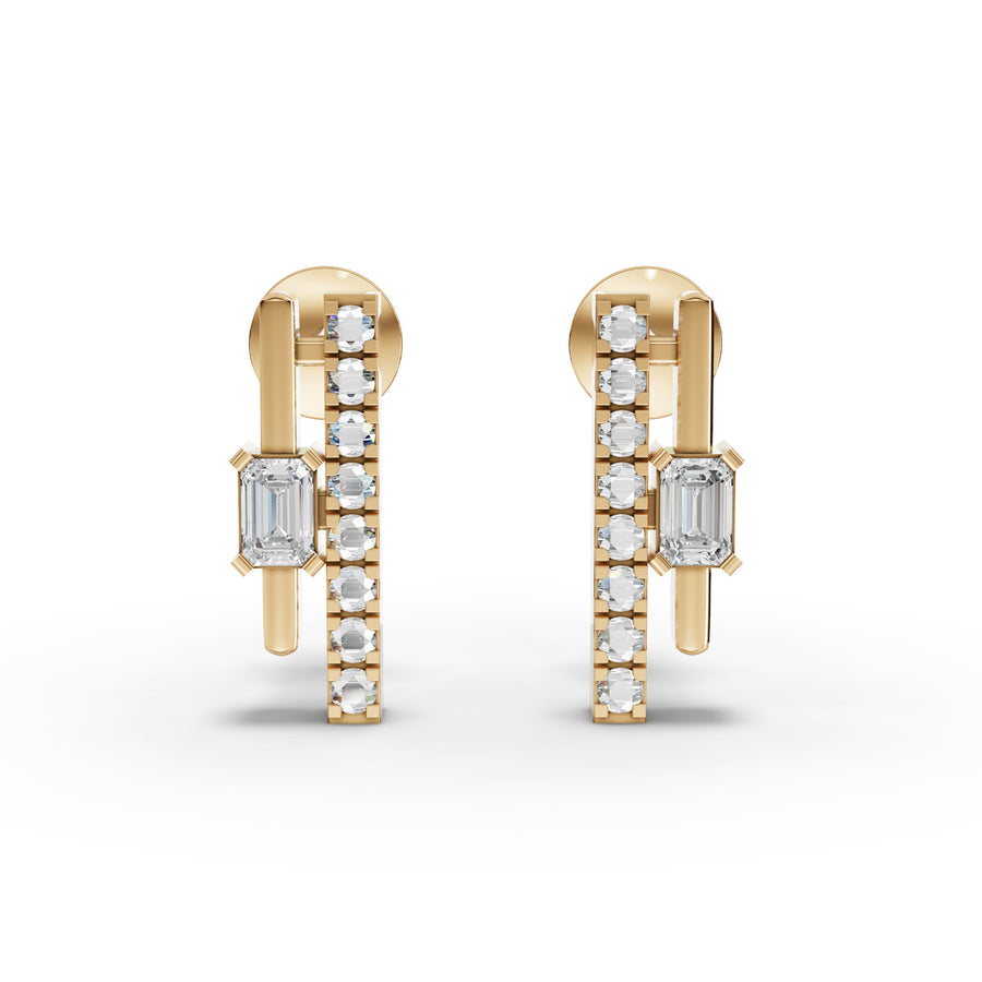 0.29 Ct Emerald Bar Drop Earrings