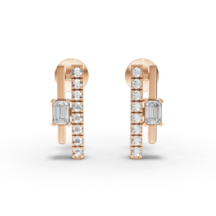 0.29 Ct Emerald Bar Drop Earrings