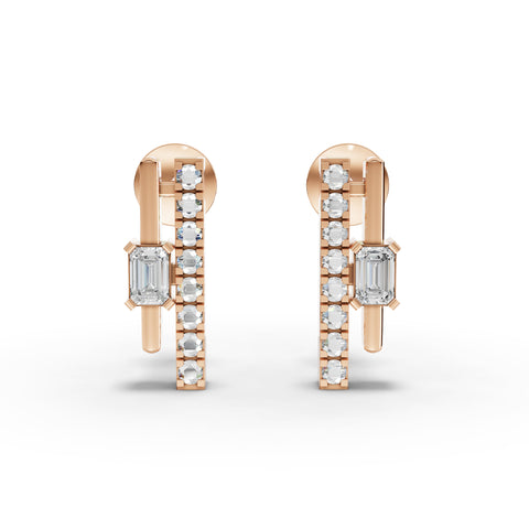 0.29 Ct Emerald-Cut Vertical Bar Lab Diamond Earrings