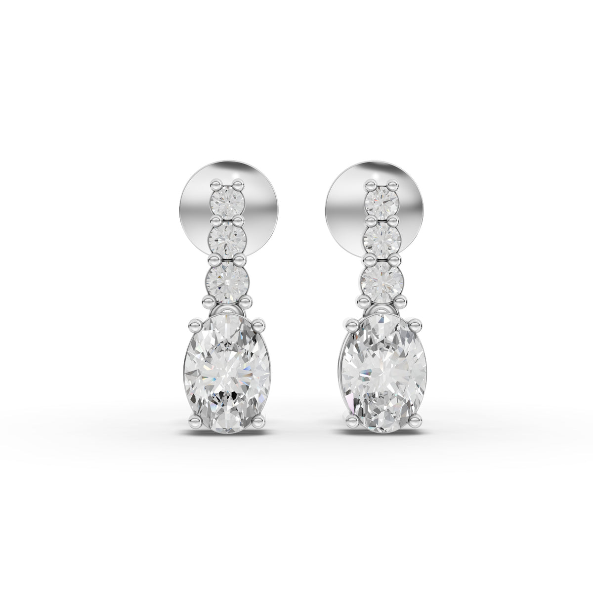 Oval Lab-Grown Diamond Graduated Jewelry Set: Drop Necklace, Earrings & Pavé Three-Stone Ring