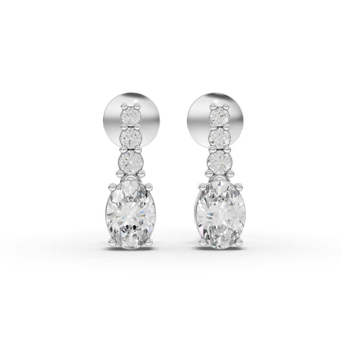 Oval Lab-Grown Diamond Graduated Jewelry Set: Drop Necklace, Earrings & Pavé Three-Stone Ring