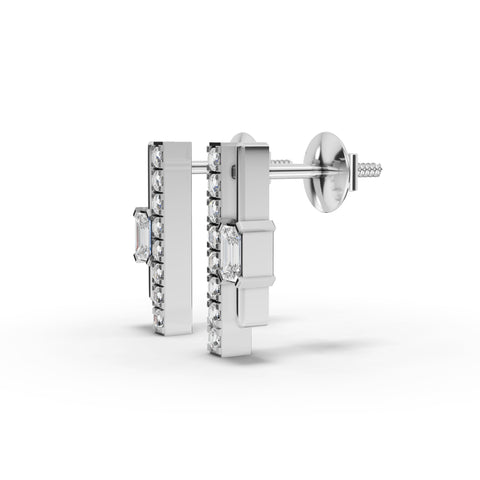 0.29 Ct Emerald-Cut Vertical Bar Lab Diamond Earrings