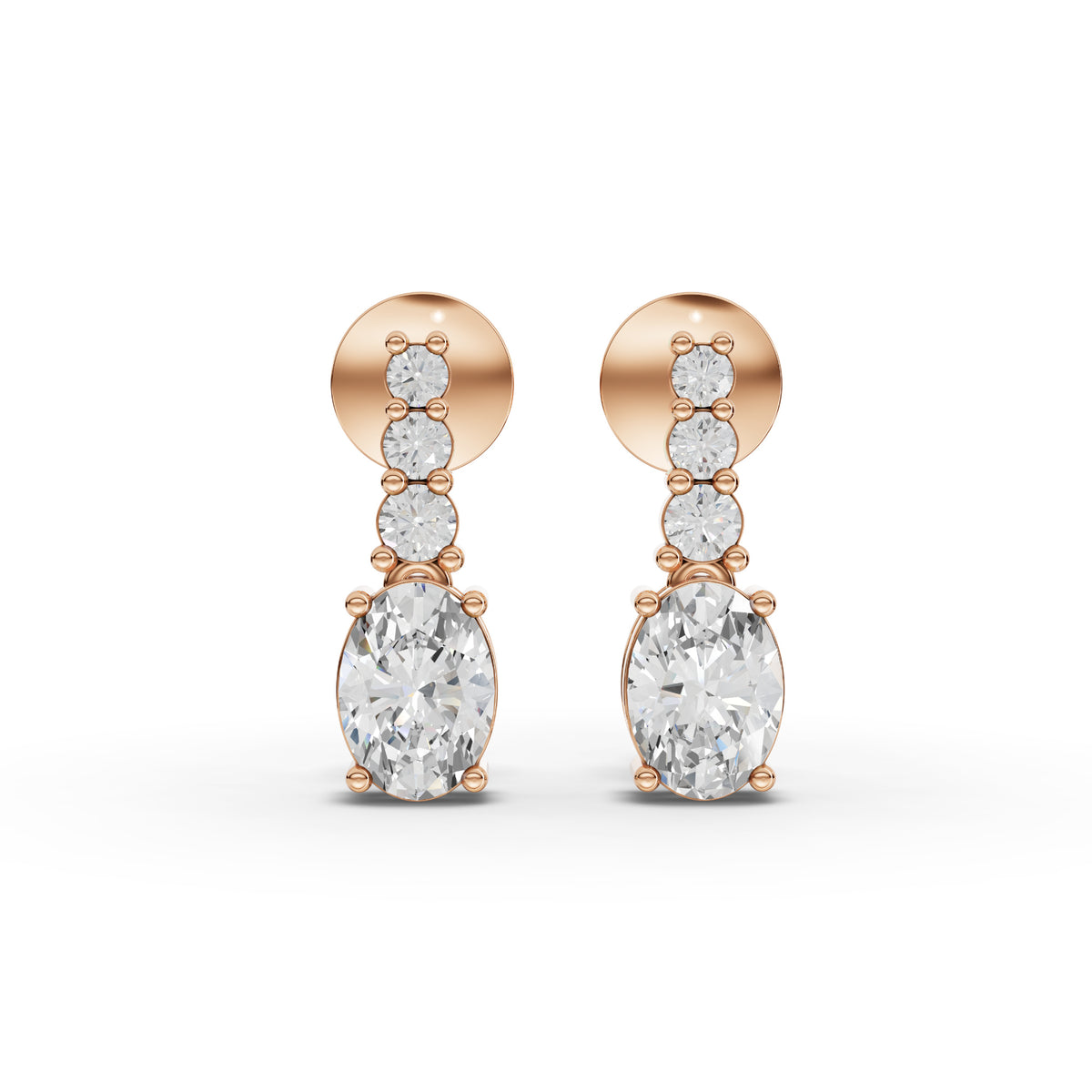 Oval Lab-Grown Diamond Graduated Drop Earrings