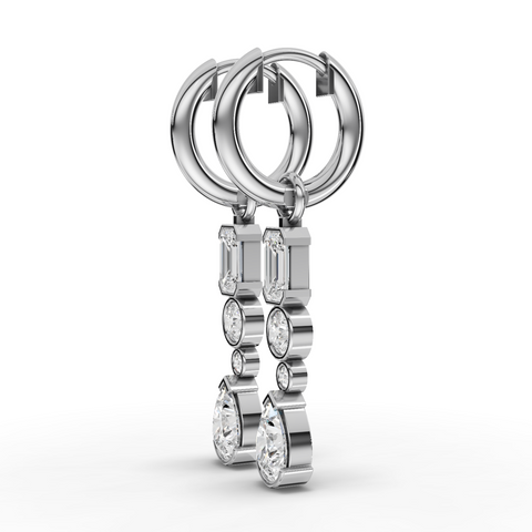 Lab-Grown Diamond Mixed-Shape Jewelry Set with Emerald-Cut Ring, Drop Necklace & Earrings