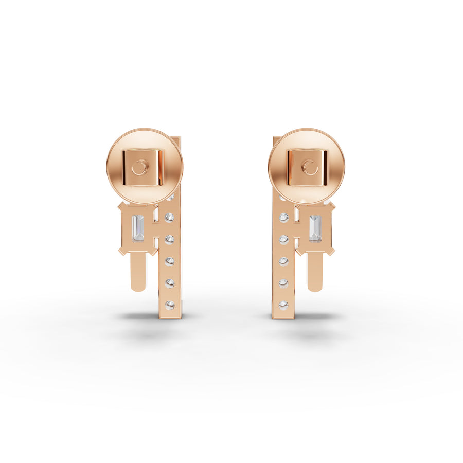 0.29 Ct Emerald Bar Drop Earrings