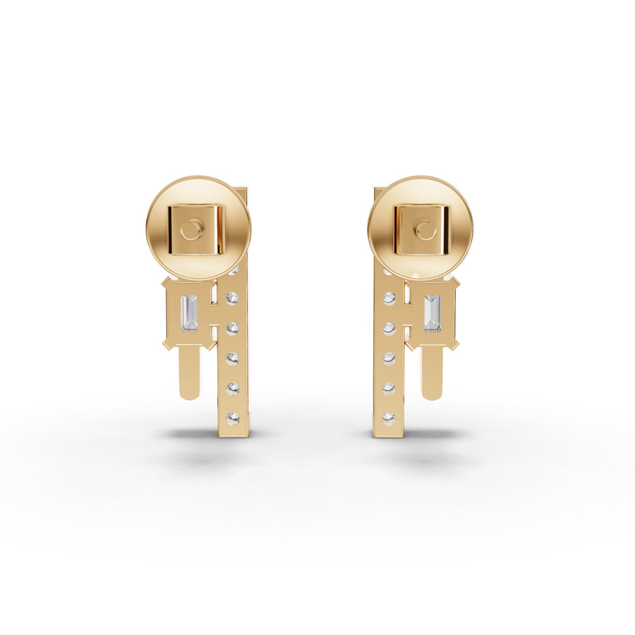 0.29 Ct Emerald Bar Drop Earrings