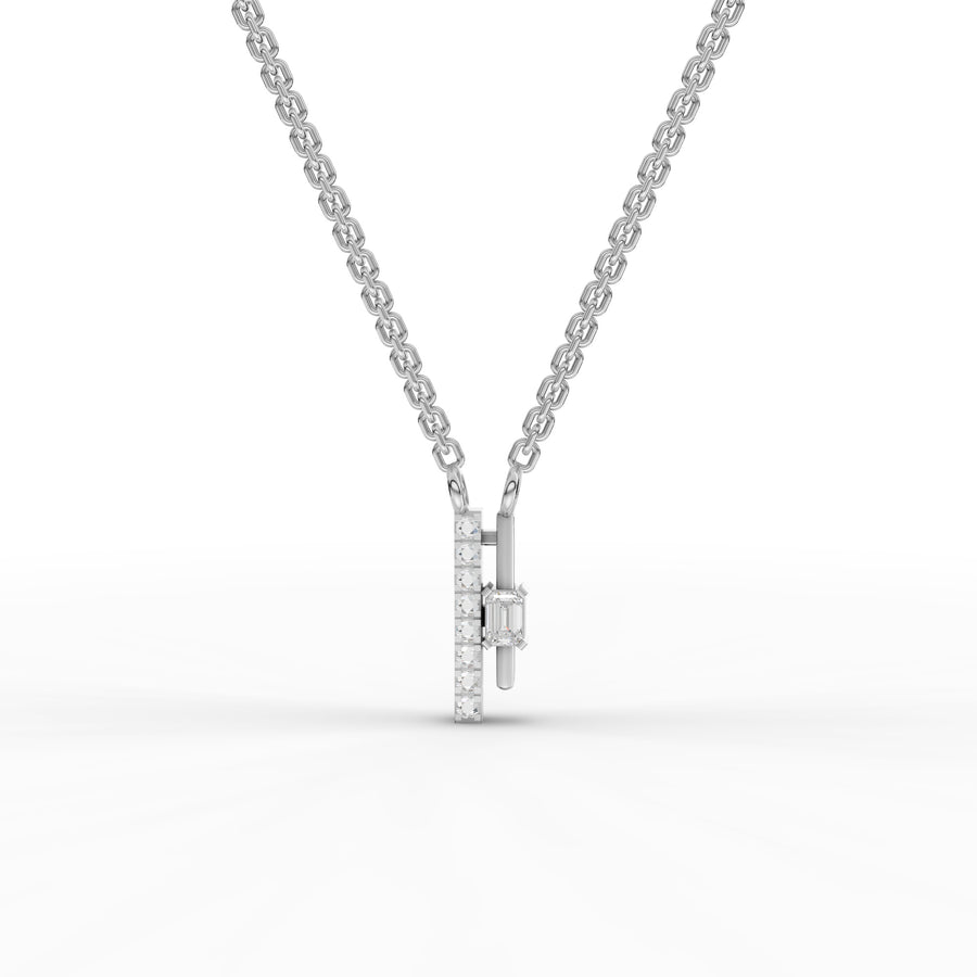 0.15 ct emerald-cut vertical bar lab grown diamond necklace with accent diamonds