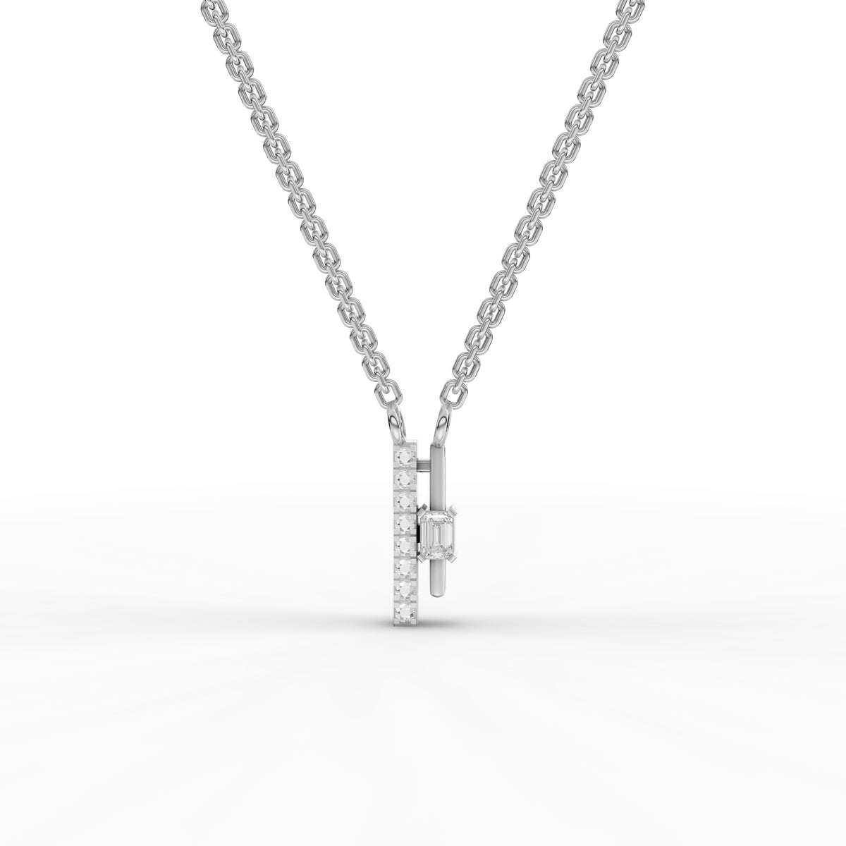 0.15 Ct Emerald-Cut Vertical Bar Lab Diamond Necklace