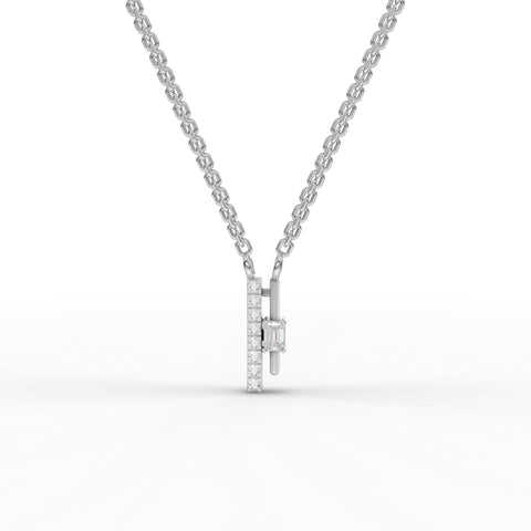 Lab-Grown Diamond Emerald-Cut Accent Vertical Bar Necklace