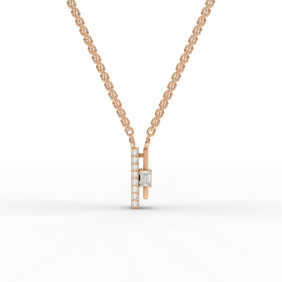 0.15 Ct Emerald Lab Diamond Bar Necklace