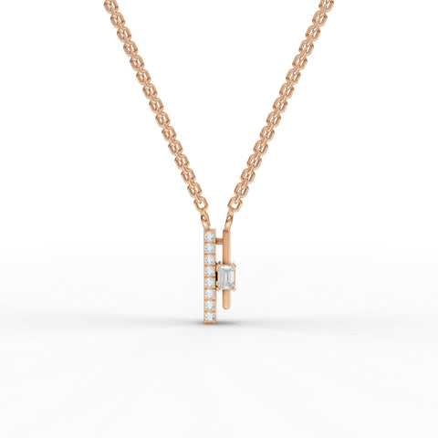 Lab-Grown Diamond Emerald-Cut Accent Vertical Bar Necklace
