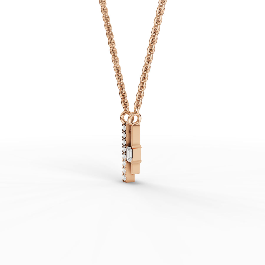 0.15 Ct Emerald Lab Diamond Bar Necklace