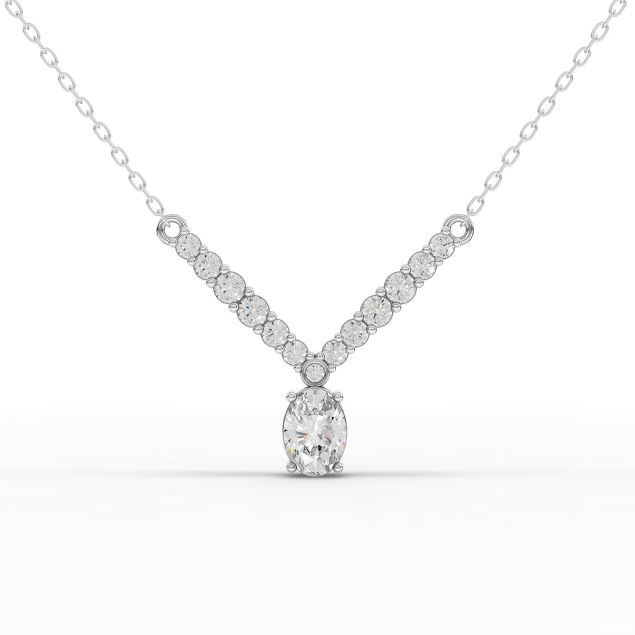 1.20 ct oval lab grown diamond graduated drop necklace with descending diamonds and elegant pendant design