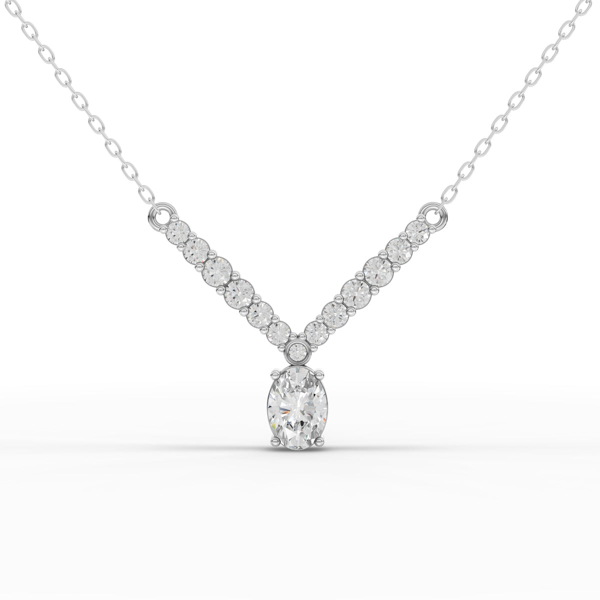 1.20 Ct Oval Lab-Grown Diamond Graduated Drop Necklace