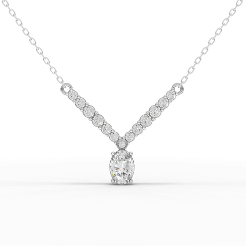 Oval Lab-Grown Diamond Graduated Drop Necklace