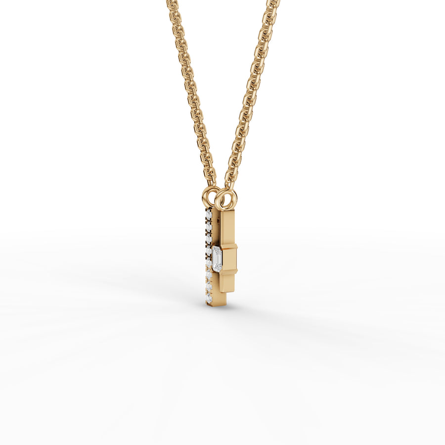 0.15 Ct Emerald Lab Diamond Bar Necklace