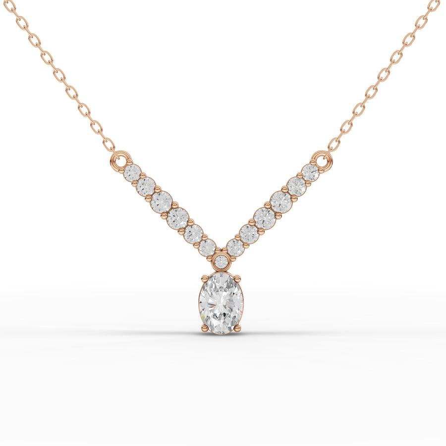 1.20 Ct Oval Lab Diamond Drop Necklace