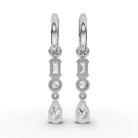 1.45 Ct Mixed-Shape Vertical Drop Lab Diamond Earrings