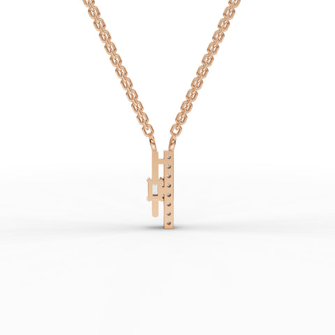 Lab-Grown Diamond Emerald-Cut Accent Vertical Bar Necklace