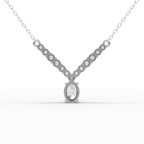 Oval Lab-Grown Diamond Graduated Drop Necklace
