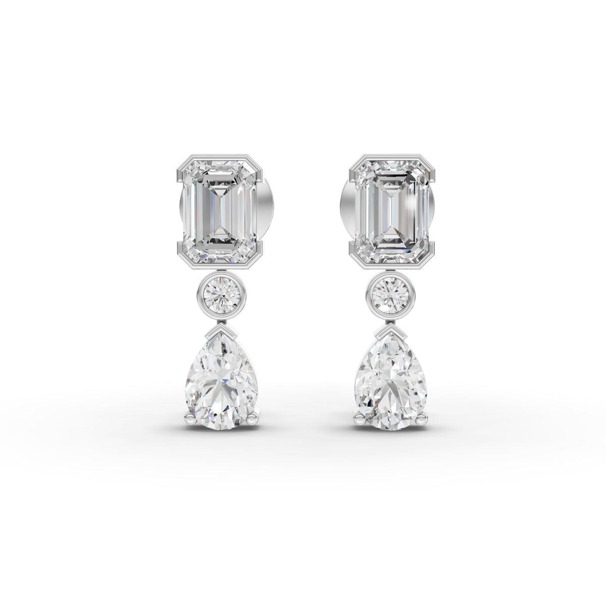 3.44 Ct Emerald & Pear Drop Lab Diamond Earrings