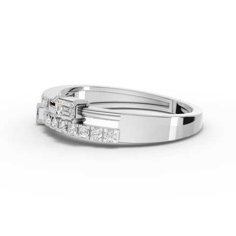 0.29 Ct Emerald-Cut Station Pavé Lab Diamond Bypass Ring