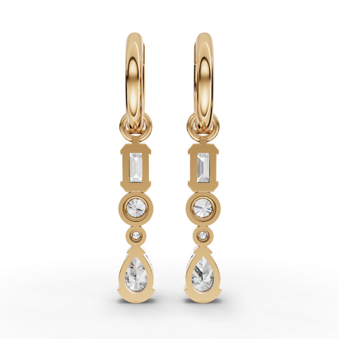 1.45 Ct Mixed-Shape Vertical Drop Lab Diamond Earrings