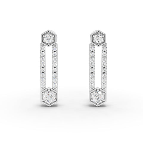 2.19 Ct Hexagon Bar Drop Lab Diamond Jewelry Set