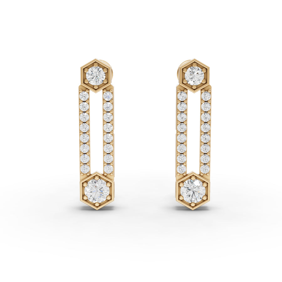 1.08 Ct Hexagon Round Drop Earrings