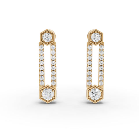1.08 Ct Hexagon Vertical Bar Lab Diamond Drop Earrings