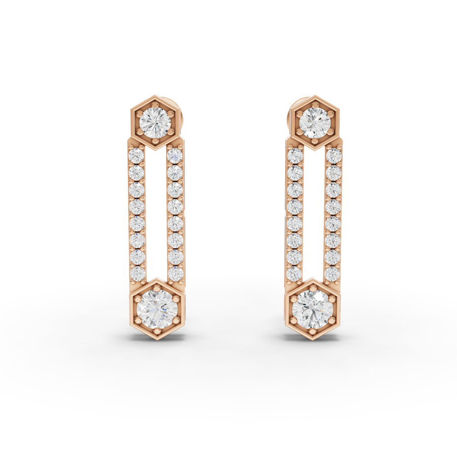 1.08 Ct Hexagon Round Drop Earrings